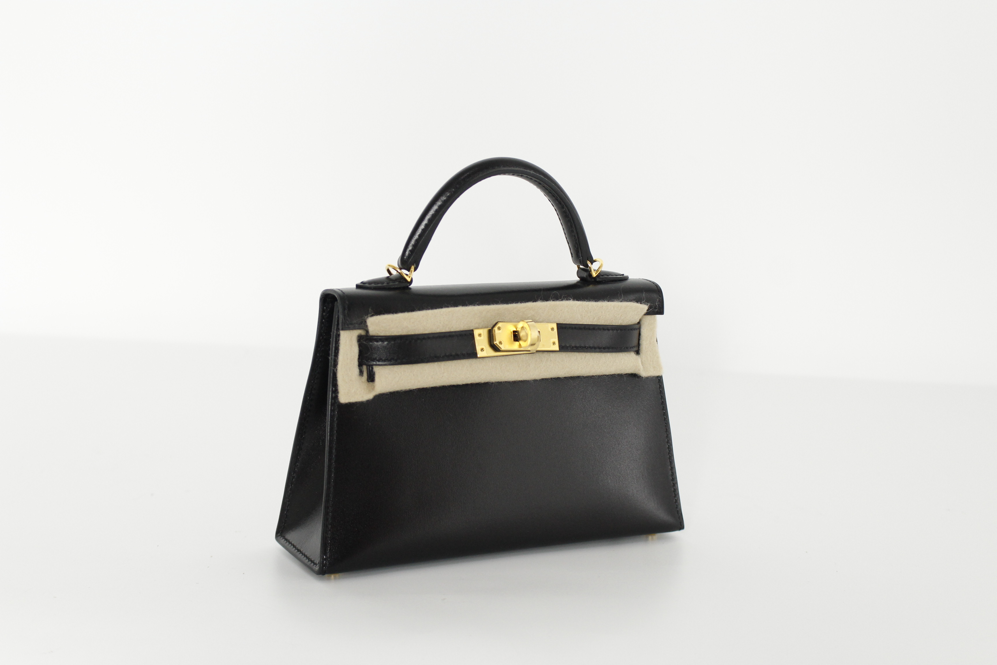 HERME'S mini kelly 블랙/금장 복스레더
