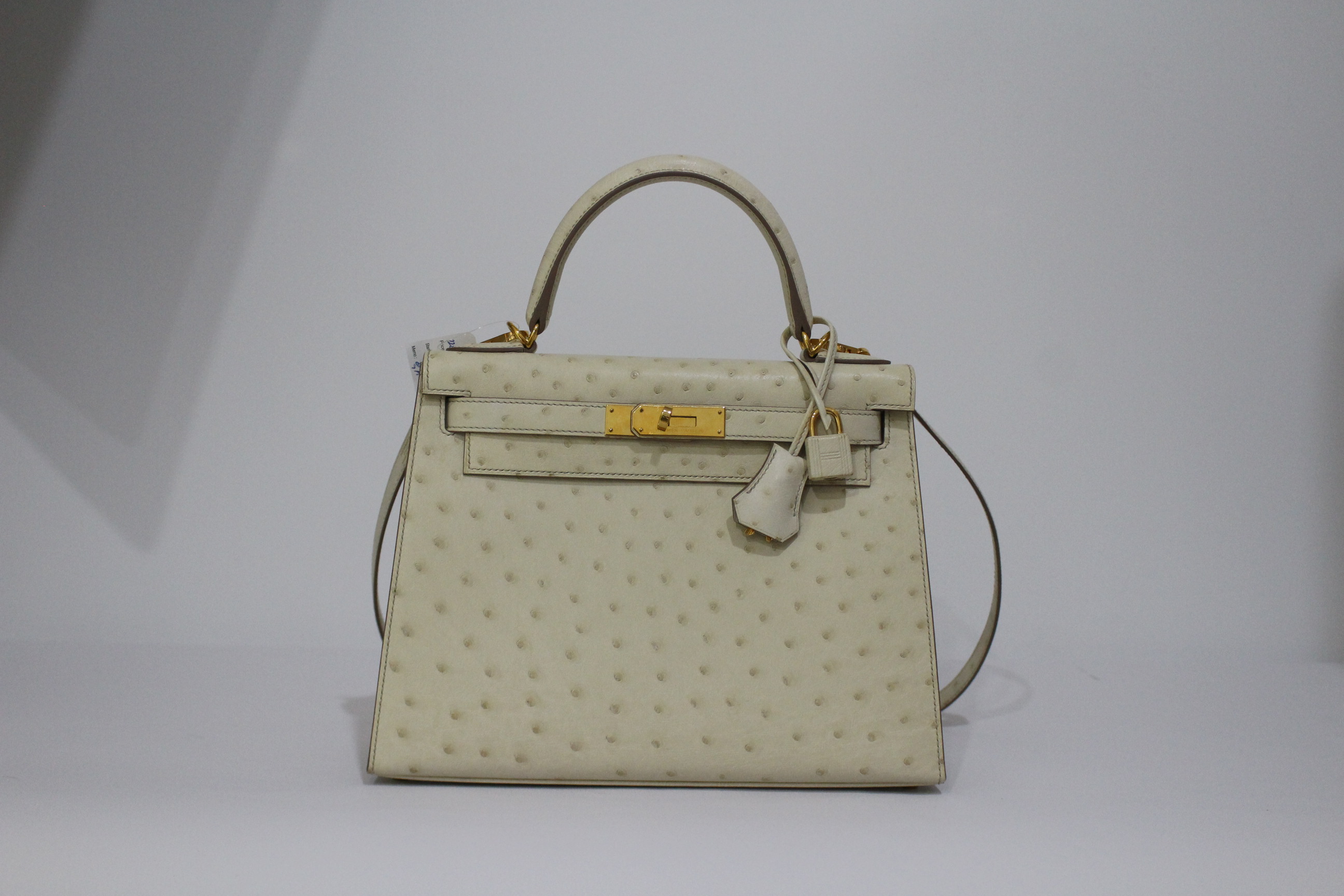 HERME'S Ostrich Kelly 28㎝/Beton컬러/금장하드웨어/Z각인